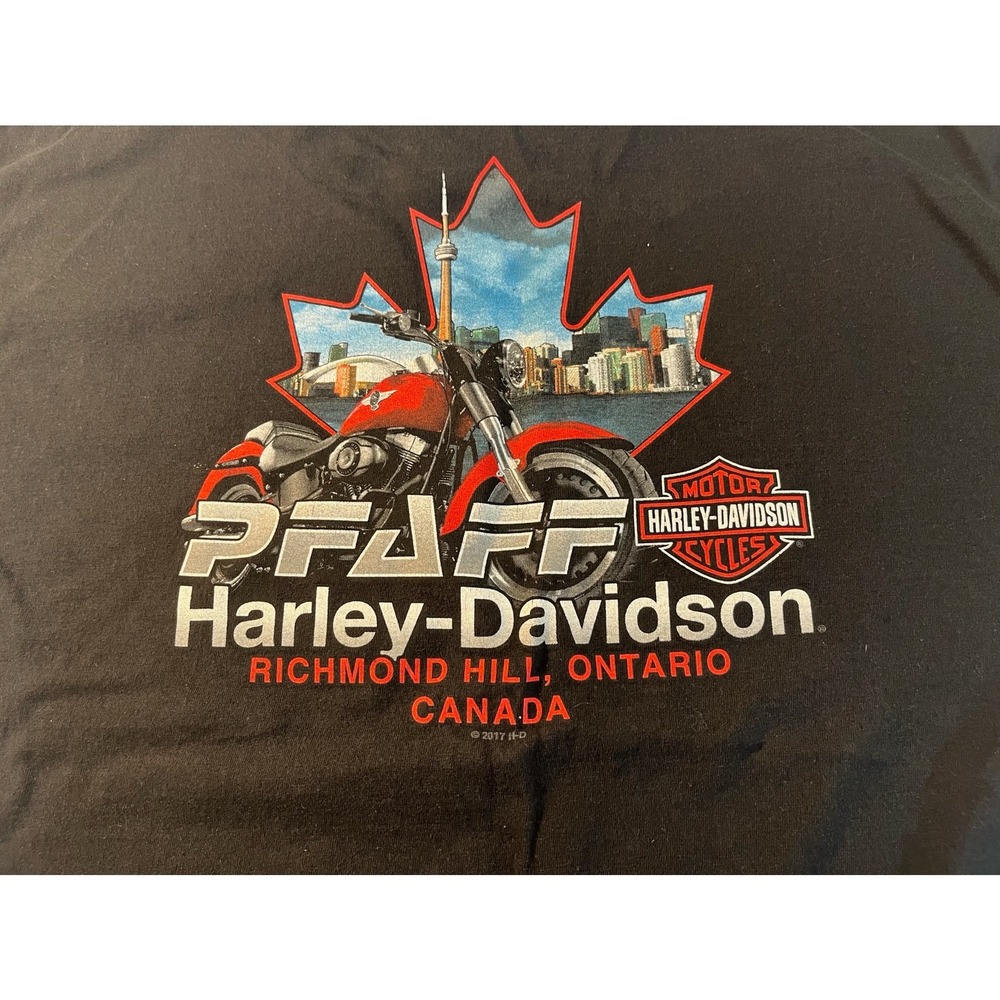 Harley-Davidson‎ T-Shirt Mens XL Black Pfaff Canada Eagle Biker Core Moto Style